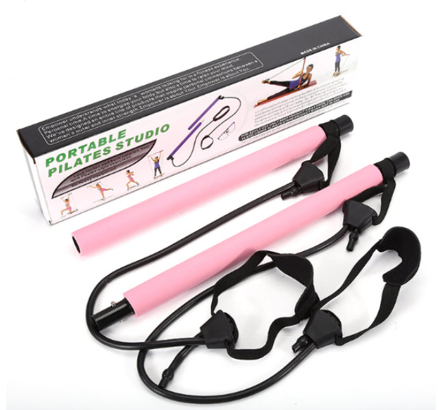 8 In 1 Portable Yoga Pilates Bar Kit Resistance Band Chest Expander Puller Home Gym Full Body Fitness System - Impact Core Fitness